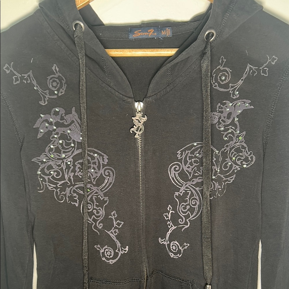 Y2K Rhinestone Design Black Sweat Suit - Picture 5 of 12